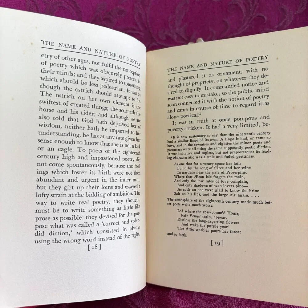 1933 The Name and Nature of Poetry by A. E. Housman, Vintage Book